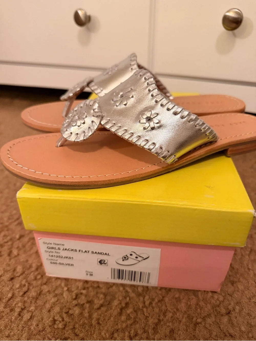 NIB Jack Rogers Silver Sandals - girls size 5